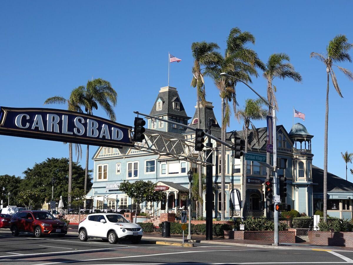 Carlsbad Village sign over the street in Carlsbad, California